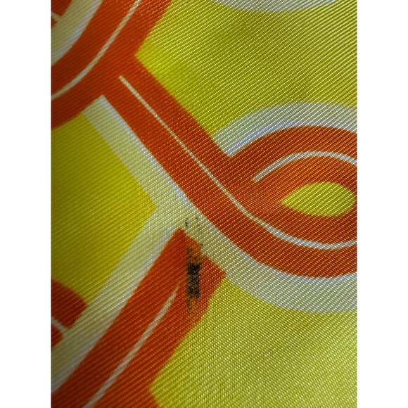 Retro 70s MOD Geometric Scarf Orange Yellow Fashion Links VTG Bold Japan - Picture 8 of 8